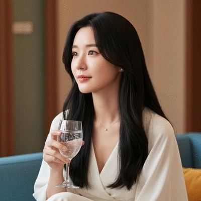 Jeune femme souriante examinant une gouttière invisible, mettant en évidence la discrétion et le confort