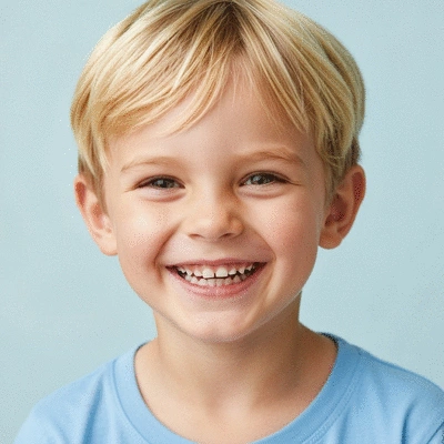 Child smiling with healthy teeth, clean image