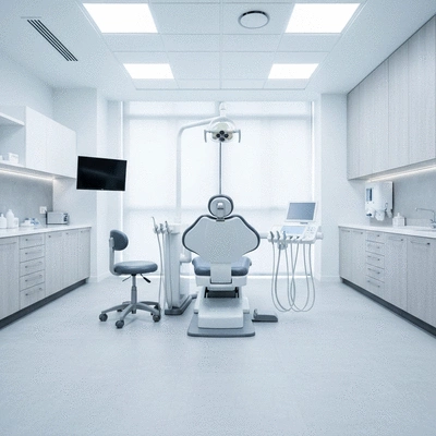 Modern dental office interior with advanced orthodontic equipment