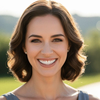 Woman smiling confidently after orthodontic treatment