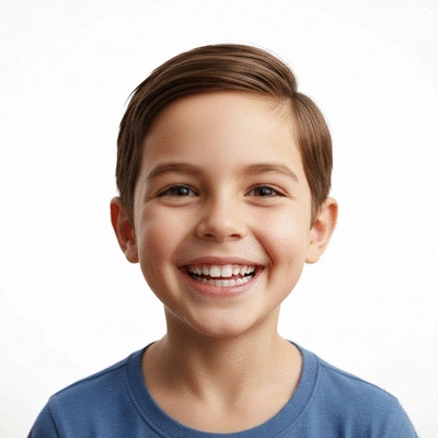 Child smiling with healthy teeth, clean image