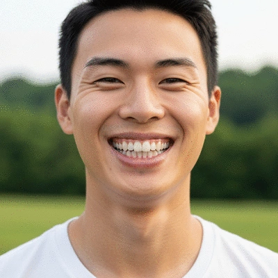 Personne souriante avec des dents parfaitement alignées
