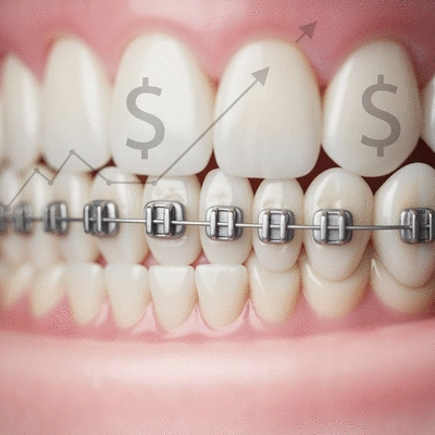 Vue rapprochée de bagues linguales avec un graphique financier en arrière-plan