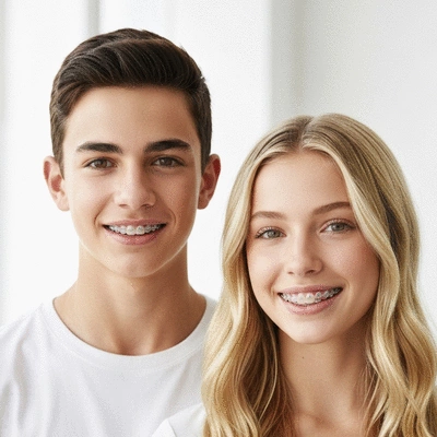 Image montrant des adolescents avec des gouttières transparentes