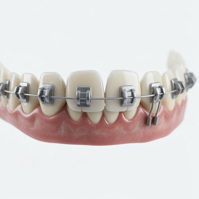 Various orthodontic treatment options displayed on a clean surface